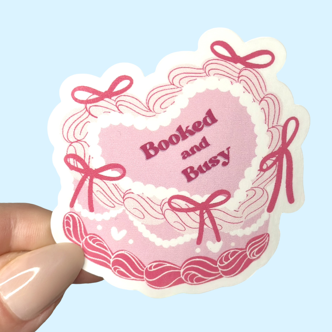 Booked and Busy Cake Sticker