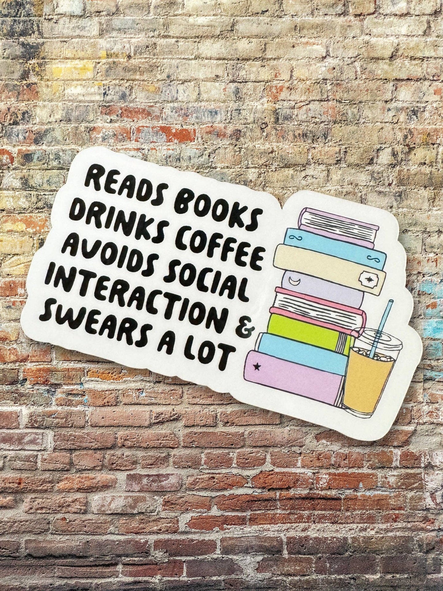 Books Coffee and Swears Vinyl Sticker