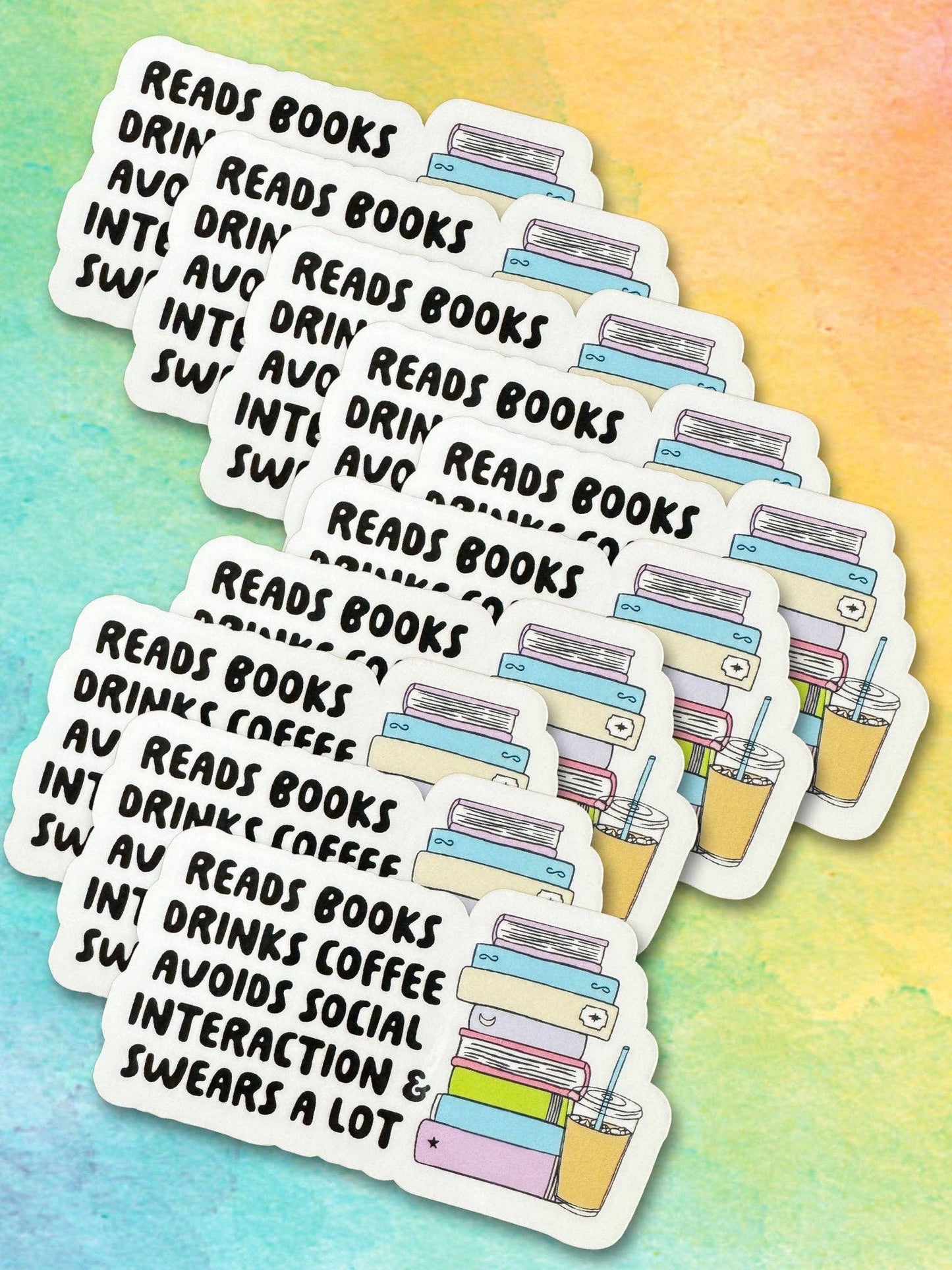 Books Coffee and Swears Vinyl Sticker