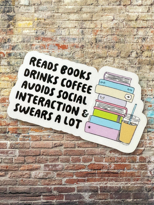 Books Coffee and Swears Vinyl Sticker