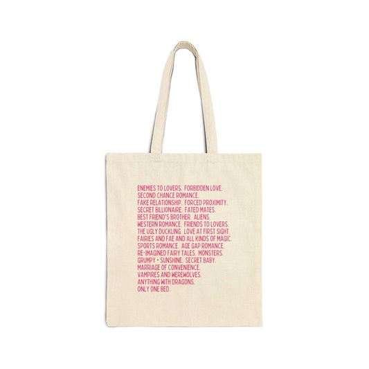"Bookish Romance Tropes" Tote